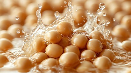 Close-up of water splashing on soybeans