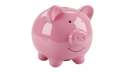 Pink piggy bank isolated on transparent background