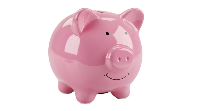 Pink piggy bank isolated on transparent background