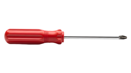 Screwdriver with red handle isolated on transparent background
