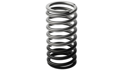 Close up of a metal coil spring isolated on transparent background