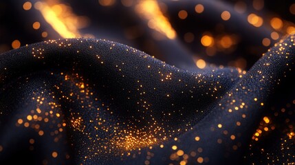 Dark fabric, gold glitter, swirling texture