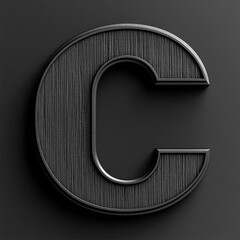Dark gray capital letter "C" with wood-grain texture
