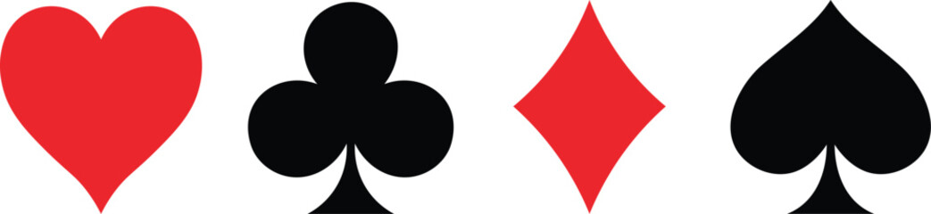 Red heart black club red diamond black spade playing card symbols playing cards