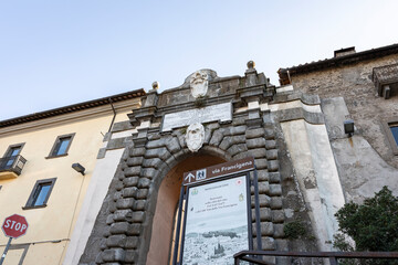 Via Francigena - the village entry gate (Porta del Borgo) of Montefiascone, province of Viterbo, Lazio, Italy