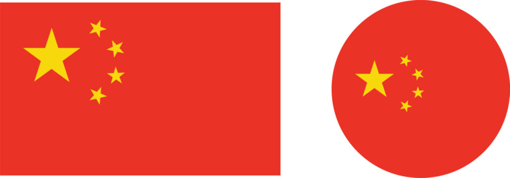 Red rectangle and circle with yellow stars representing China flag national flag