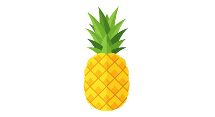Bright and Cheerful Digital Illustration of a Pineapple with Green Leaves and Cross-Hatched Pattern