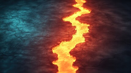 Molten river fissure in cracked earth