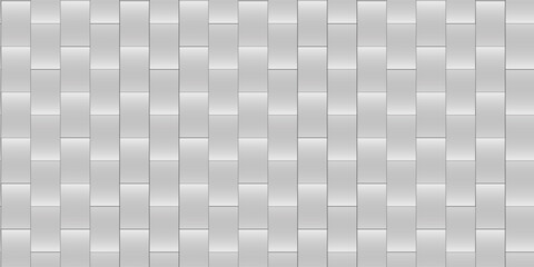 White brick wall texture, ceramic tile seamless pattern for interior decoration, kitchen backsplash, bathroom, plastic panel, building outdoor design. Abstract minimal background, vector illustration