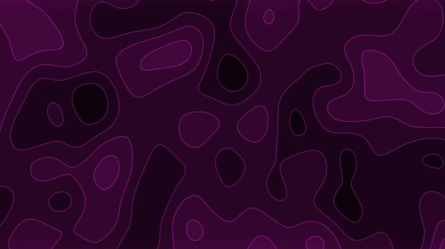 Abstract Dark Purple Topographic Map Background with Minimalist Magenta Contour Lines and Fluid Organic Curves