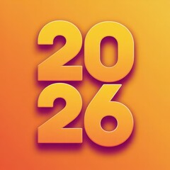 3D 2026 number design representing the year 2026 on background	