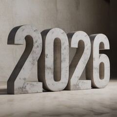 3D 2026 number design representing the year 2026 on background	