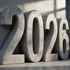 3D 2026 number design representing the year 2026 on background	