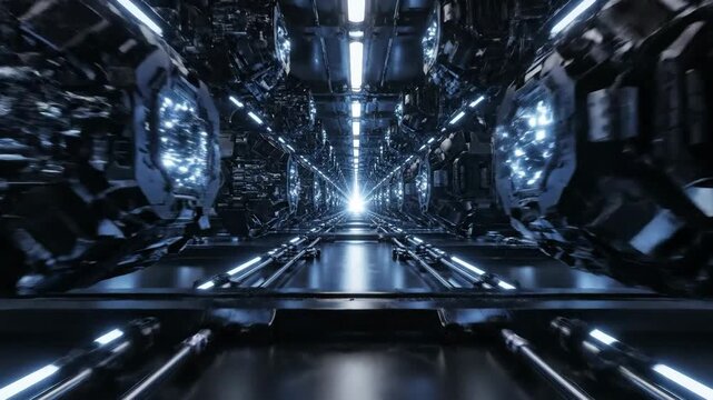 Futuristic Bitcoin Mining Facility Interior with Advanced Servers and Neon Lights