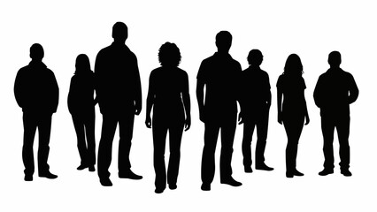 Diverse Group of People Silhouettes Standing Together.