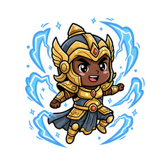 Naklejka premium Cute Gatotkaca Chibi Cartoon Vector
