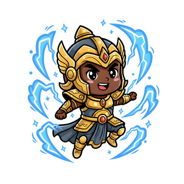 Cute Gatotkaca Chibi Cartoon Vector