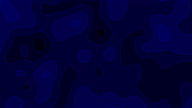 Abstract Dark Navy Blue Topographic Map Background with Neon Blue Contour Lines and Fluid Organic Curves