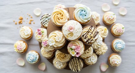 Delightful assortment of decorated cupcakes