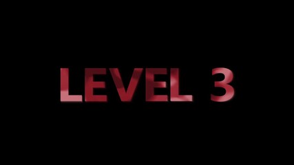 Red Metallic Text " LEVEL3" on a Dark Black Background level word