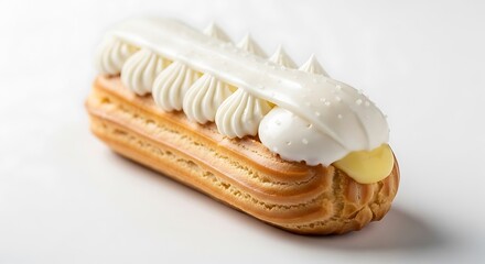 Delicate cream puff with whipped topping