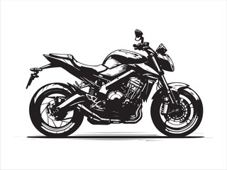 Motorcycle Illustration Side View Black and White Design