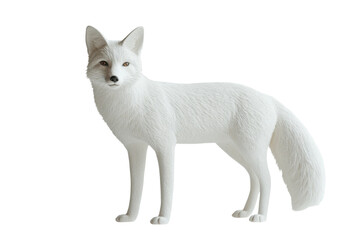 Sleek white fox standing gracefully isolated on transparent background