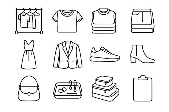 Icon compact folded fashion travel icons clipboard stack small sustainable midi vector
