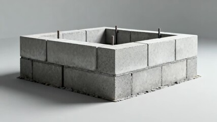 Medium shot focus on solid concrete block foundation demonstrating maximum loadbearing capacity for durable structural support.