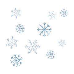 Simple snowflake icon set for Christmas and Happy New Year decor, winter holiday decoration.
