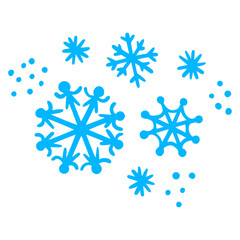 Simple snowflake icon set for Christmas and Happy New Year decor, winter holiday decoration.