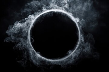 Circular smoke frame isolating a dark center against a black background