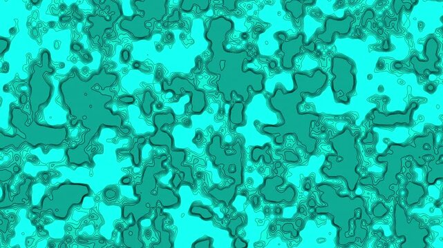 Abstract Cyan Topographic Map Camouflage Background with Organic Fluid Shapes and Contours for Modern Tactical Design