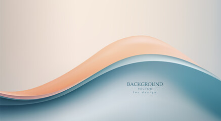 Vector abstract background with soft flowing waves in peach and blue colors. Minimal modern design suitable for branding, presentations, banners, posters, and elegant graphic layouts.