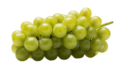 Isolated fresh bunch of green grapes, seedless dessert fruits for healthy eating, raw food