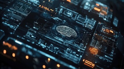 Obraz premium Digital brain circuit