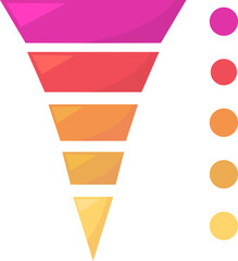 Colorful Sales Funnel Diagram with Five Stages and Corresponding Circles.