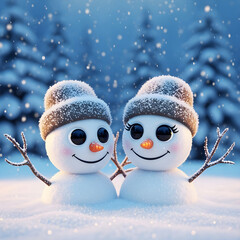 Snowman smiles: winter wonderland brings joyful cheer