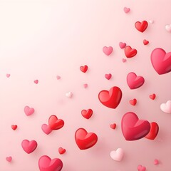 Floating hearts in soft pink