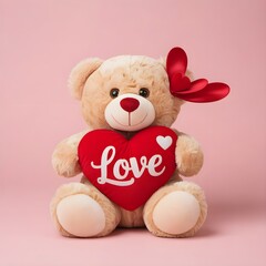 Teddy bear holding love heart