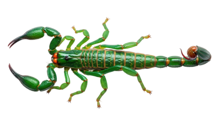 Isolated Emperor Scorpion, a dangerous arthropod with sharp claws, a stinger, and exoskeleton