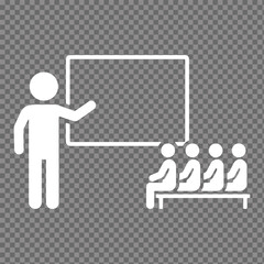 Classroom Training and Presentation Icon Instructor, Whiteboard, and Audience Symbol