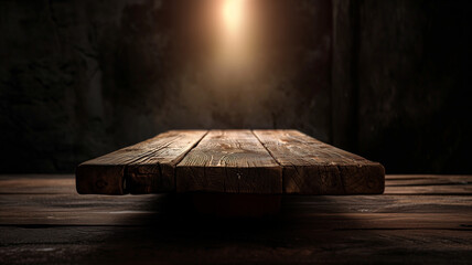 Mesa de madera para colocar producto comercial © JorgeAlejandro