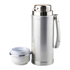 Silver Thermos Bottle with Cup