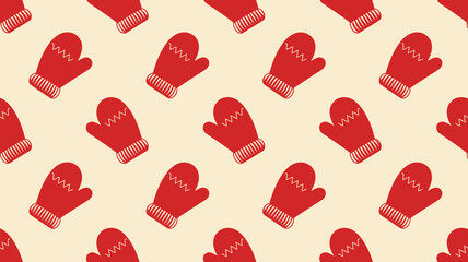 Vibrant red mittens on cream background for cozy winter designs