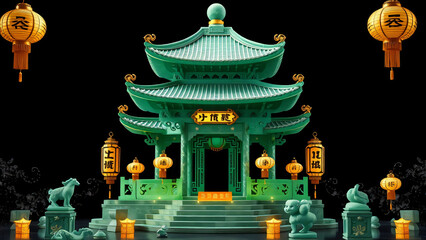 Temple of Heaven at night in Beijing China traditional pagoda and historic architecture