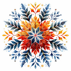 Autumn Leaf Mandala Vector Illustration, Colorful Seasonal Foliage Design