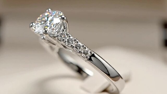 Elegant solitaire diamond engagement ring