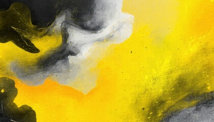 Abstract closeup of a yellow sponge texture with a grunge watercolor pattern of orange and red paint