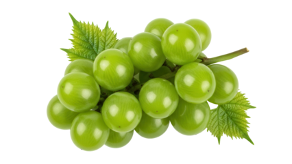 Isolated cluster of fresh green grapes, a popular healthy fruit snack for easy eating